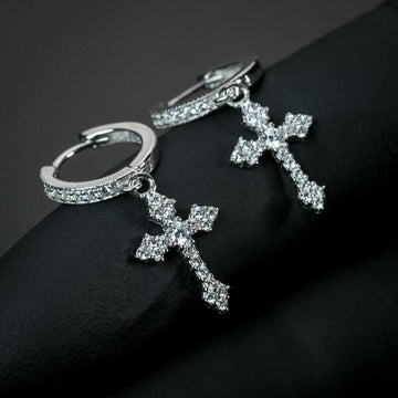 Dazzling Arrow Christian Cross-shape Drop Earrings for Women/Men - AAA Zirconia Crystals Fashion Earrings - The Jewellery Supermarket